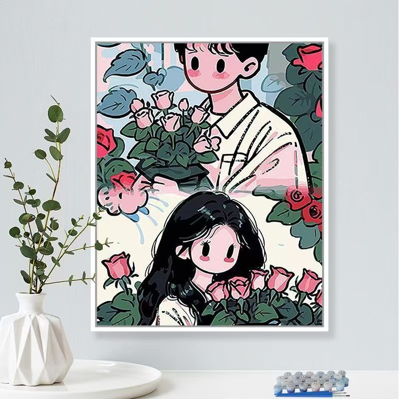 Playful Illustrated Couple Wall Art Stornfield