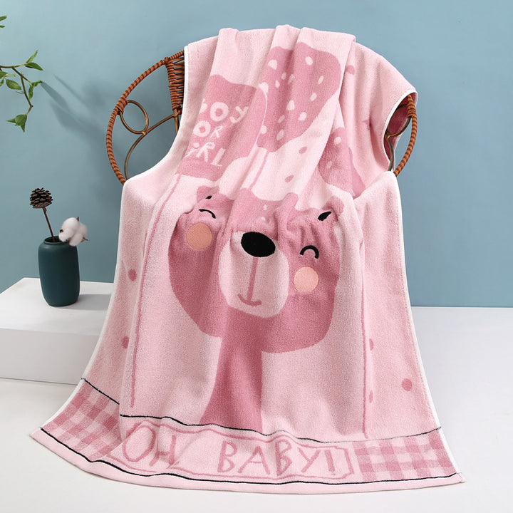Cozy Terry Bath Towel With Cute Bear Motif Stornfield