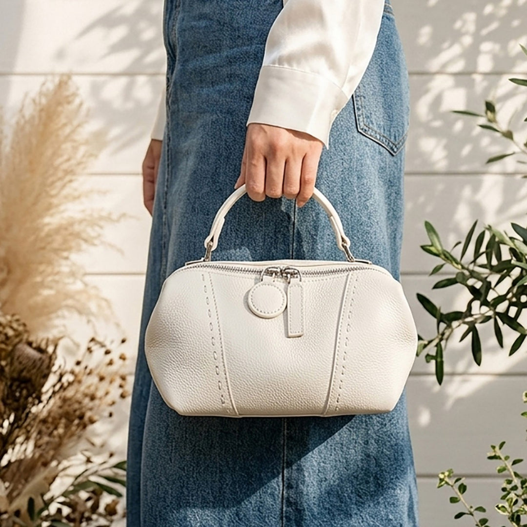 Pebbled Dome Satchel with Detachable Crossbody Strap