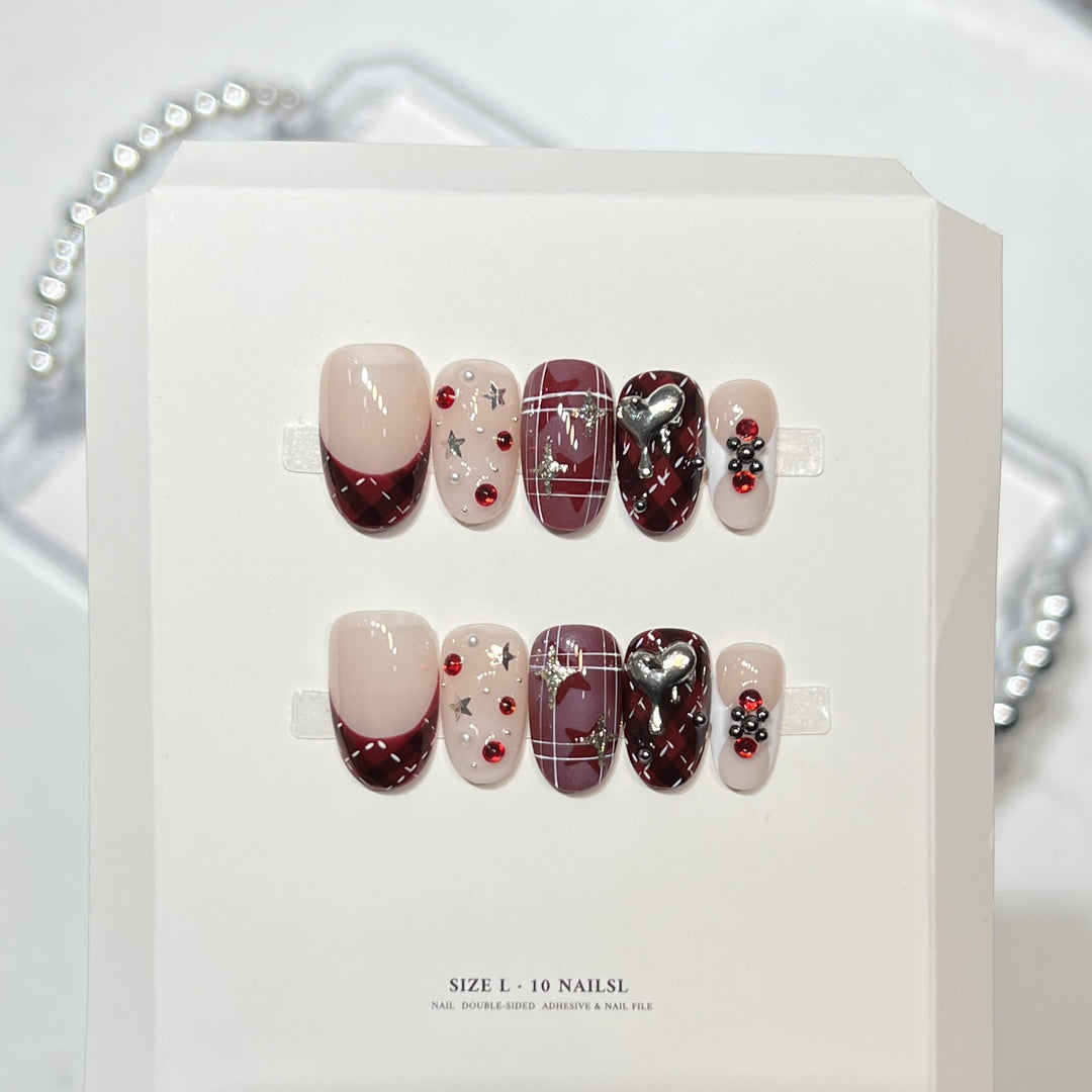 Artistic Press-On Nail Set with Charming Designs Stornfield