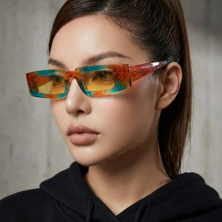 Women's fashionable geometric sunglasses with transparent frame and polarized lenses Stornfield