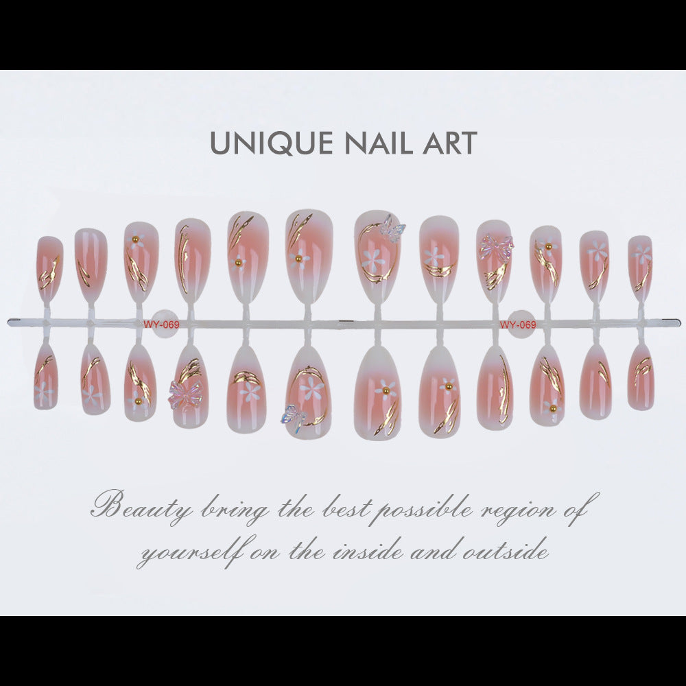 Elegant Floral-Themed Press-On Nail Art Kit Stornfield