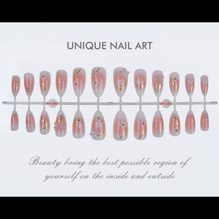 Elegant Floral-Themed Press-On Nail Art Kit Stornfield
