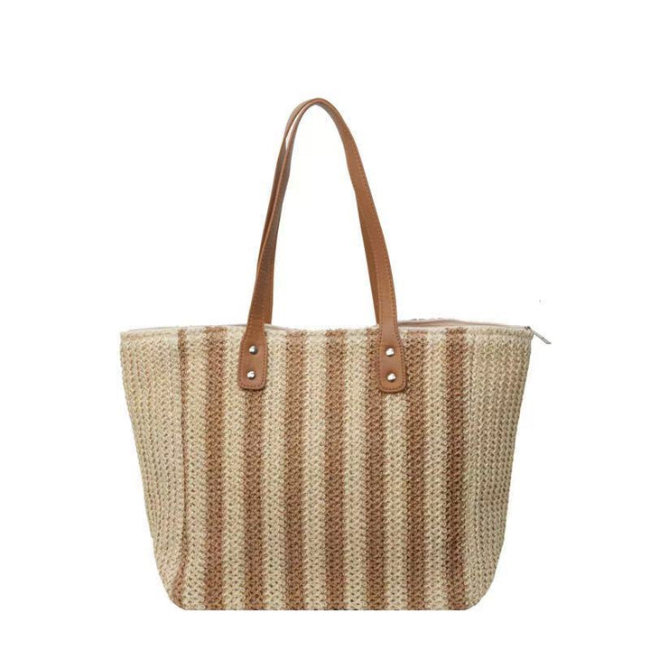 Handcrafted beach bag with structured stripe pattern Stornfield