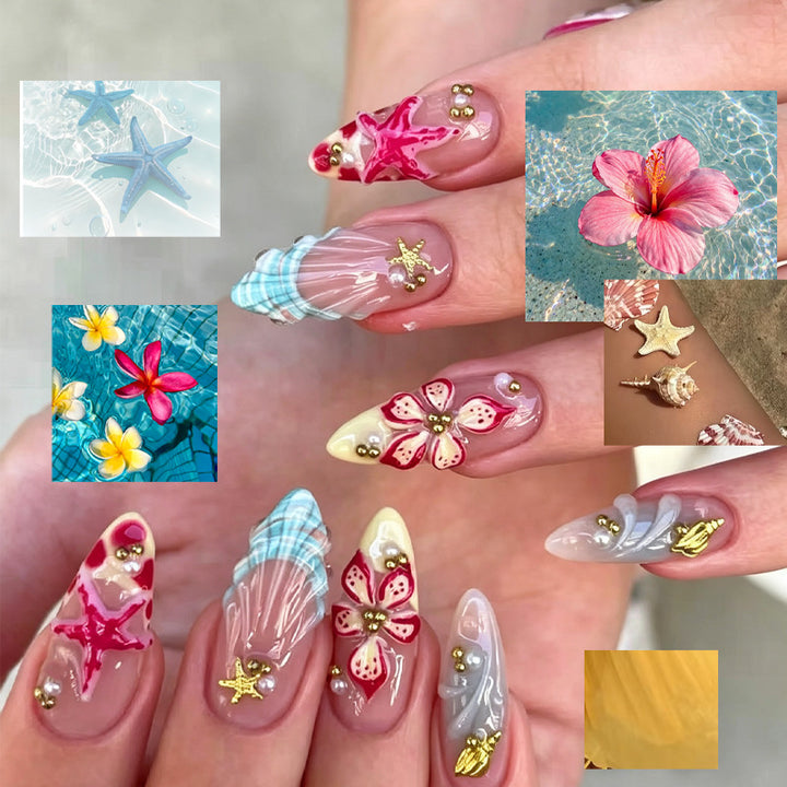 Artistic Floral Press-On Nail Tips Stornfield