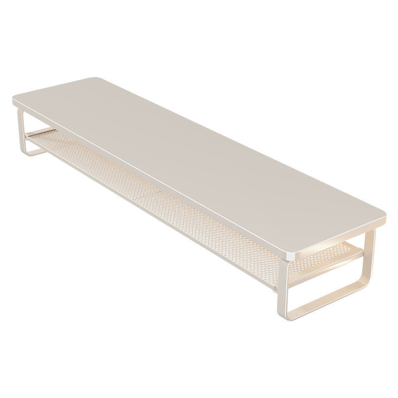 Minimalist Elevated Monitor Stand with Mesh Under-Shelf Storage