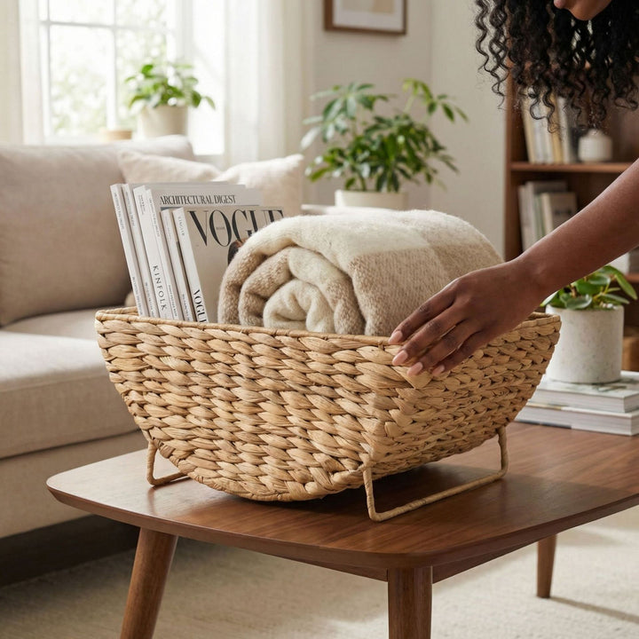 Decorative basket for storing blankets and magazines Stornfield