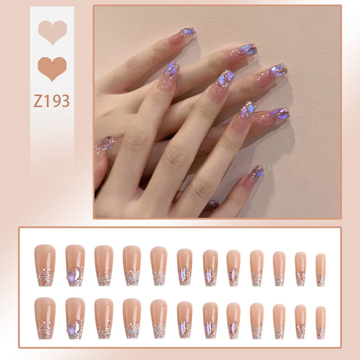 Elegant Rhinestone-Embellished Press-On Nails