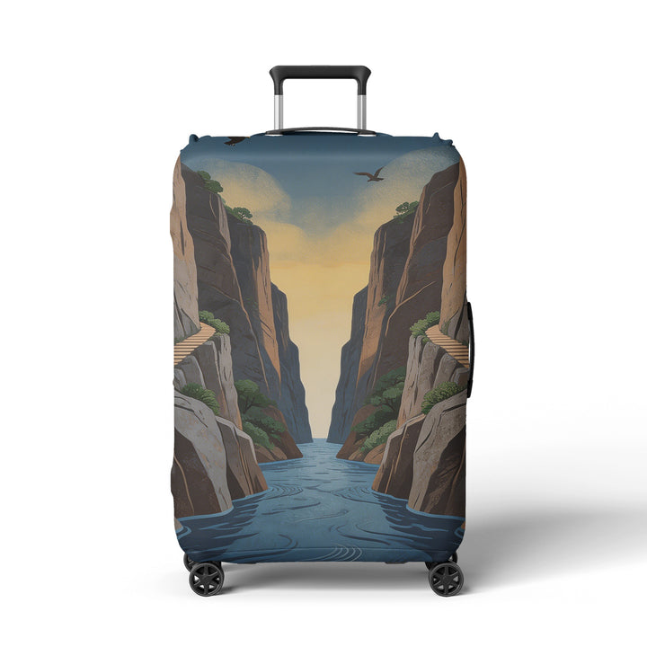 Women's suitcase cover with atmospheric landscape design Stornfield