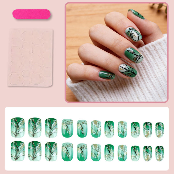 Art nail set with elegant plant motifs Stornfield