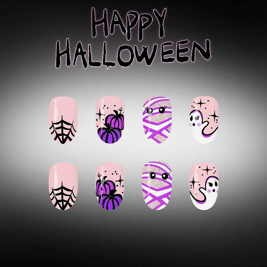 Artificial Nail Set with Creepy Halloween Designs Stornfield