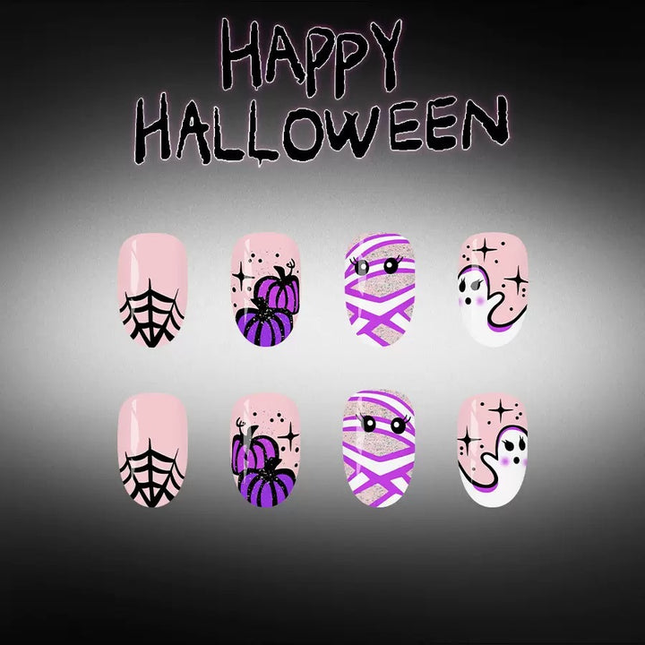Artificial Nail Set with Creepy Halloween Designs Stornfield