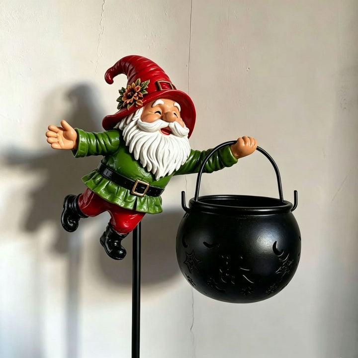 Decorative garden gnome figure with cauldron Stornfield