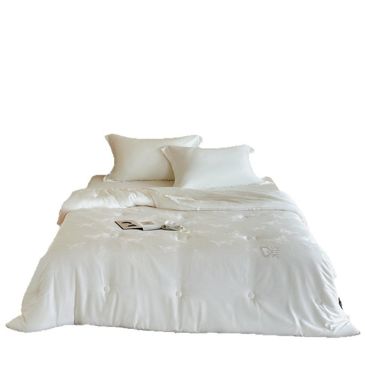 Luxury Silk-Effect Jacquard Butterfly Tufted Duvet Comforter with Hypoallergenic Fill & Corner Tabs