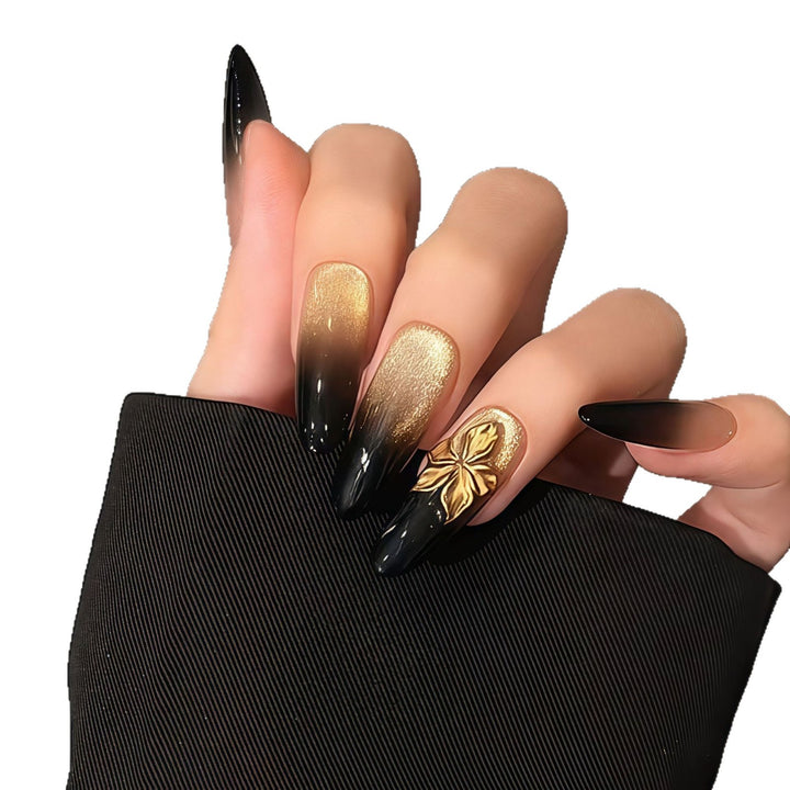 Glamorous artificial nails with intricate flower and glitter effects Stornfield