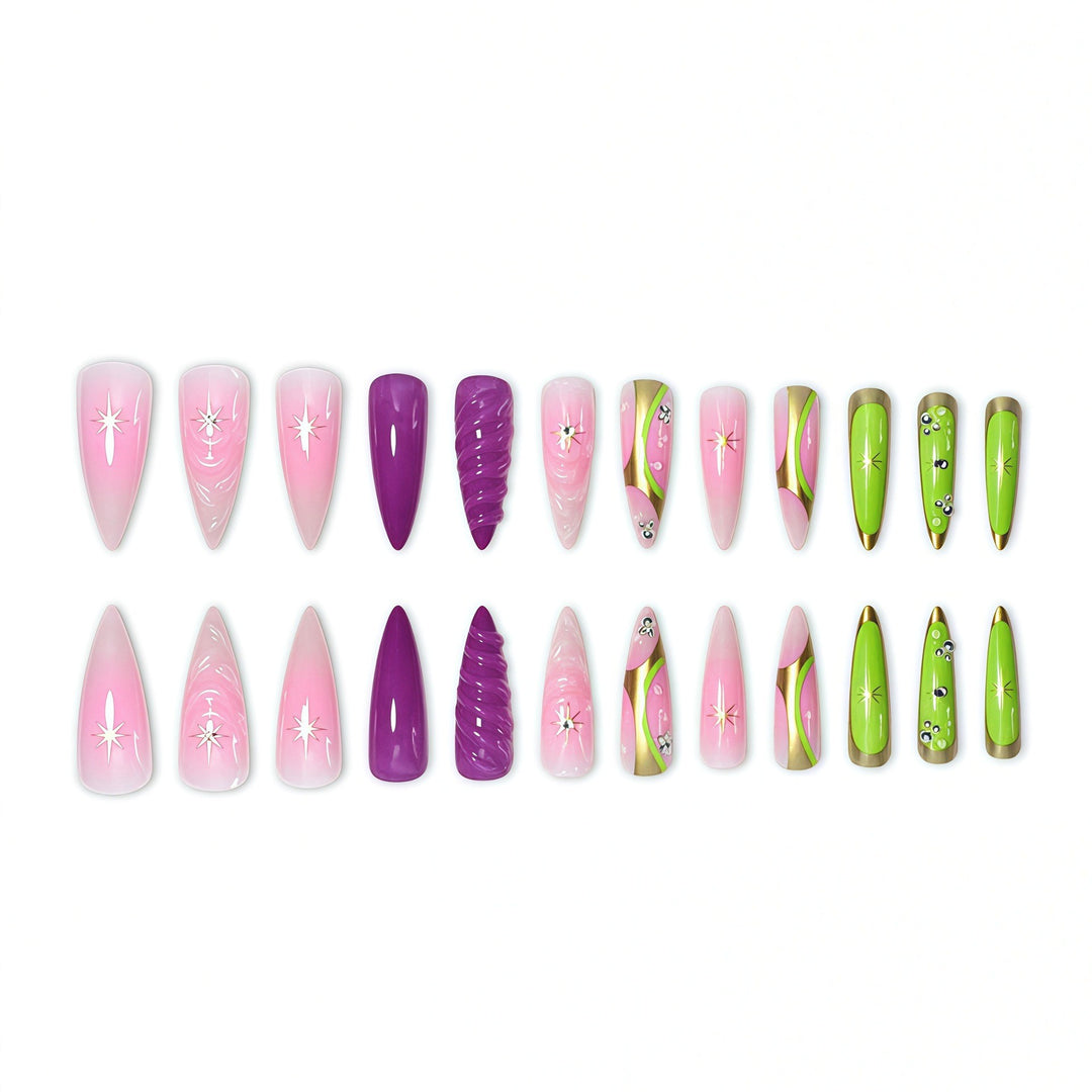 Artistic Almond-Shaped Nail Art Extensions Stornfield