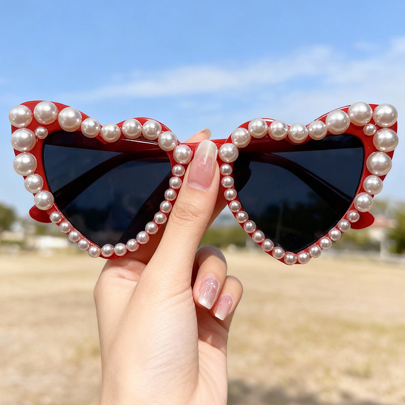 Decorative Pearl-Embellished Cat-Eye Sunglasses Stornfield