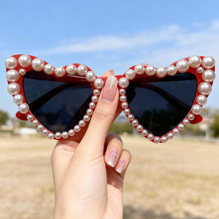 Decorative Pearl-Embellished Cat-Eye Sunglasses Stornfield