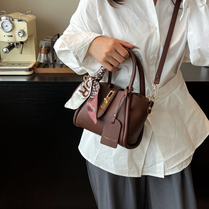 Textured Leather Mini Handheld Satchel