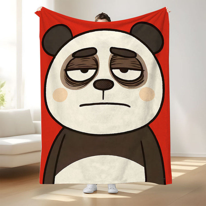 Cartoon Panda-Themed Plush Throw Blanket