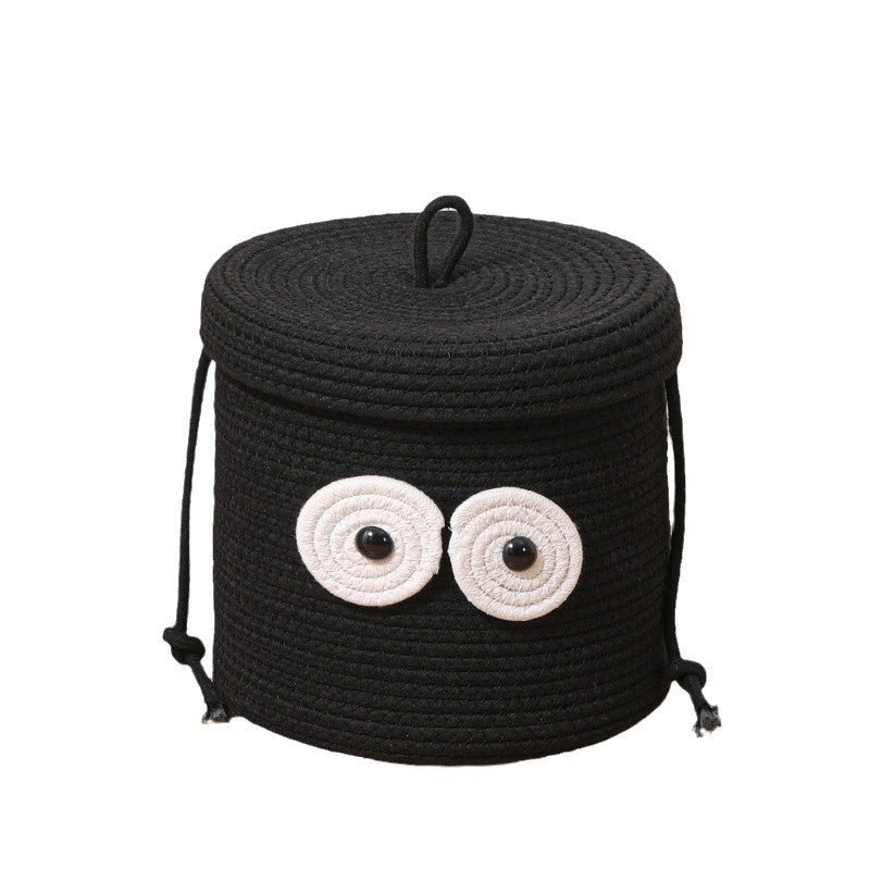 Women's Round Storage Basket with Lid and Eye Design Stornfield