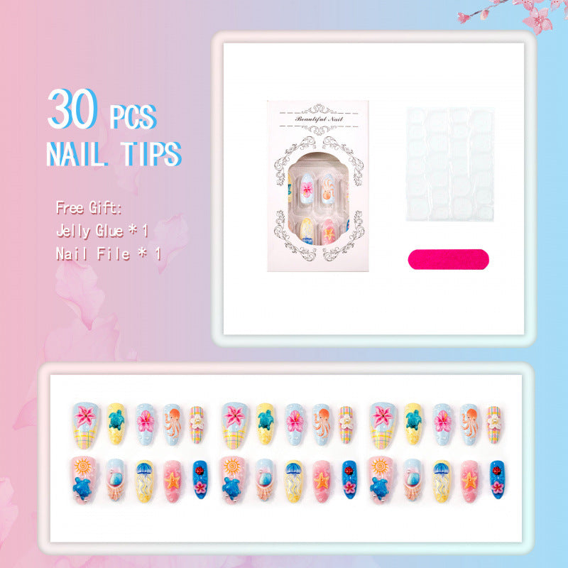 Thematic Undersea-Inspired Press-On Nail Set