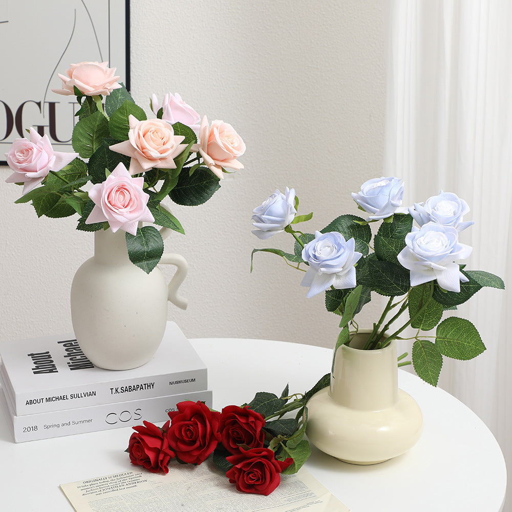 Artificial Silk Rose with Leaves