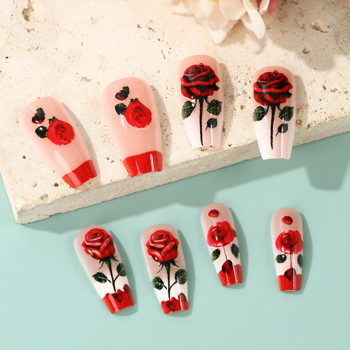 Artificial nails with romantic rose design Stornfield