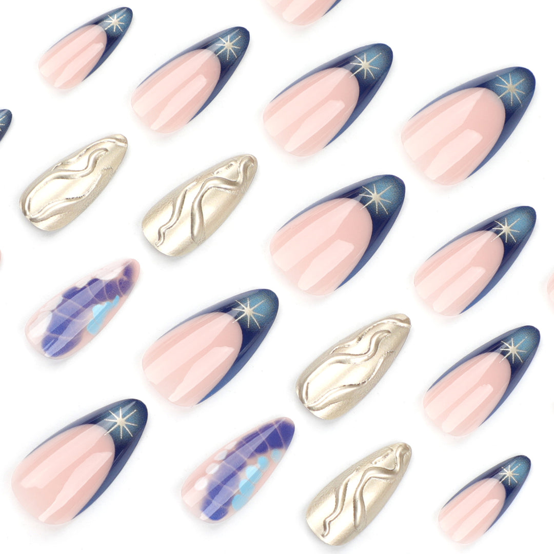 Artful stiletto nails with glitter and extraordinary design Stornfield