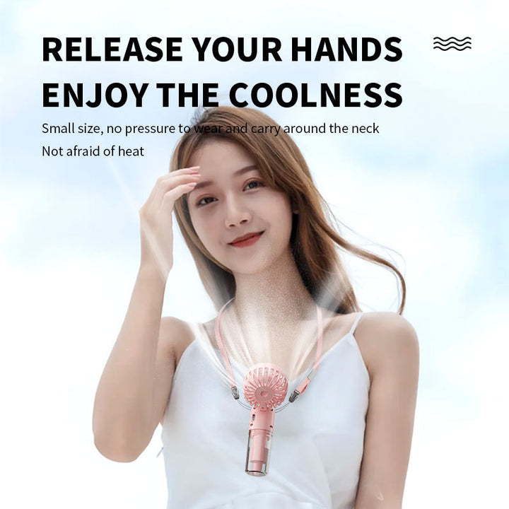 Cooling compact rechargeable folding misting handheld fan with transparent water reservoir detachable base and four speed brushless motor Stornfield