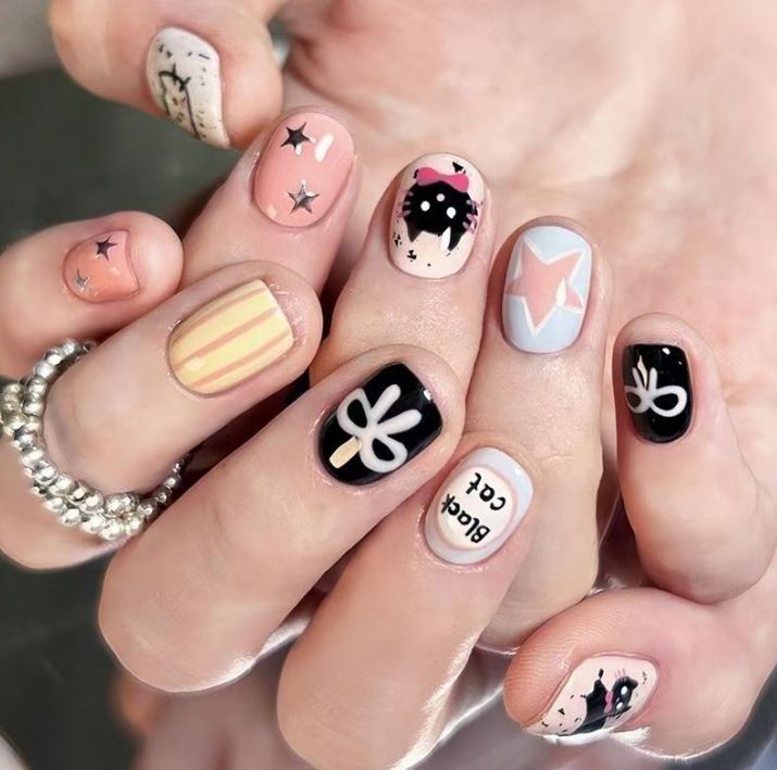 Artificial nails with elegant ombre effect and glitter coating Stornfield