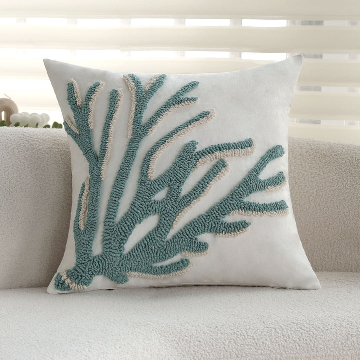 Elegant decorative pillow with coral-shaped design