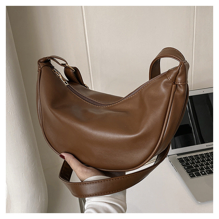 Curved Leather Shoulder Bag