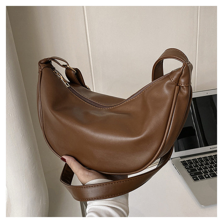 Curved Leather Shoulder Bag