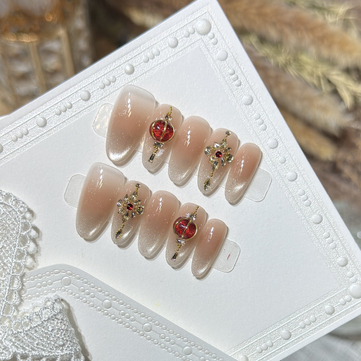 Elegant Stiletto Press-On Nail Set with Gemstone Accents Stornfield