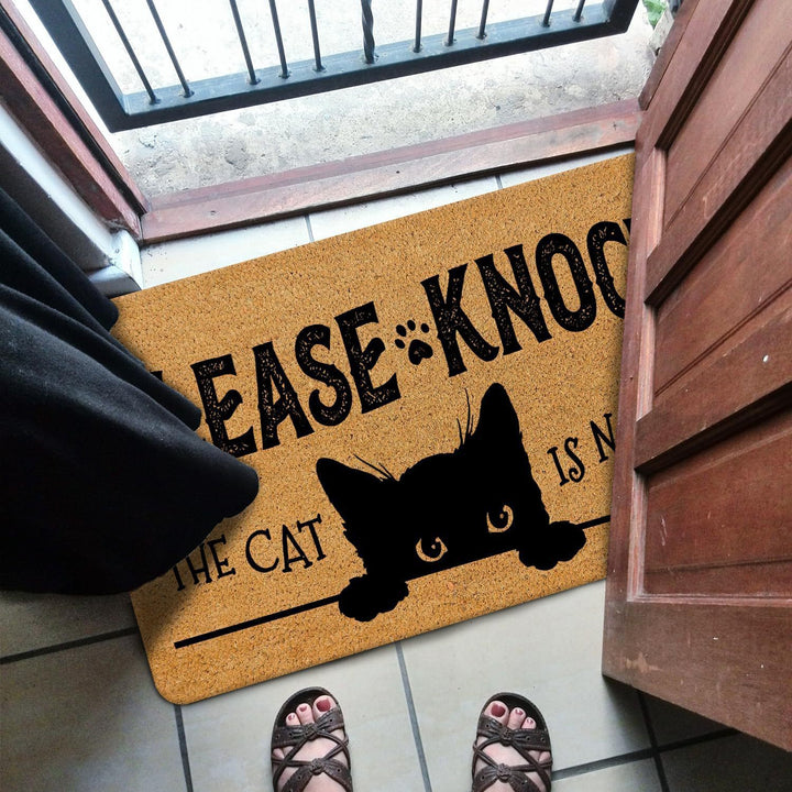 Cat-Themed Natural Coir Doormat