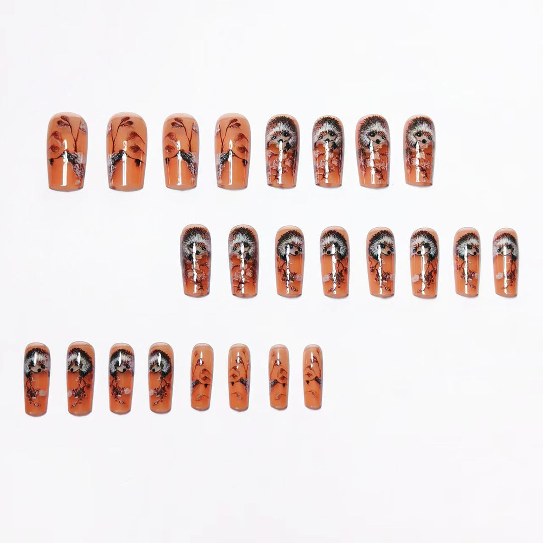 Artificial nails with cute hedgehog design Stornfield