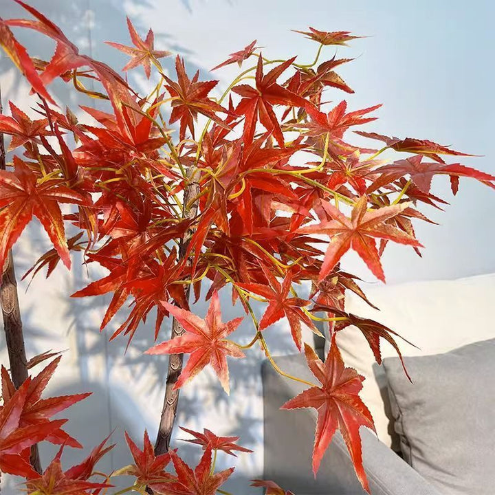 Lifelike Artificial Maple Tree with Decorative Basket
