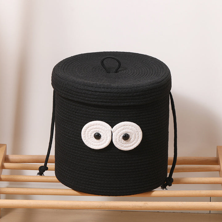 Women's Round Storage Basket with Lid and Eye Design Stornfield