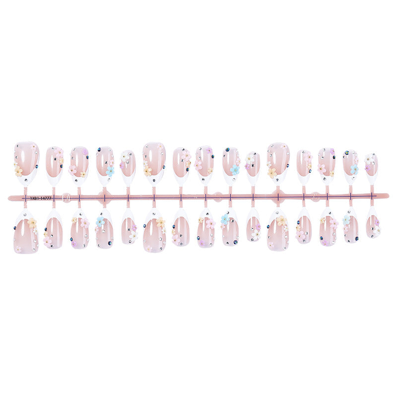 Decorative Press-On Nail Set with Floral Embellishments Stornfield