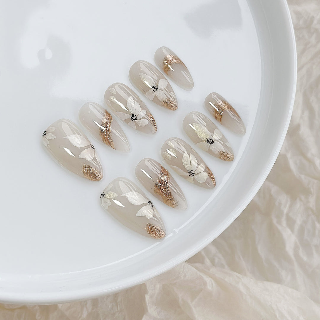 Premium Decorative Floral Press-On Nails