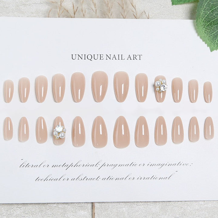 Artificial nail set with elegant pearl design and high-gloss surface Stornfield