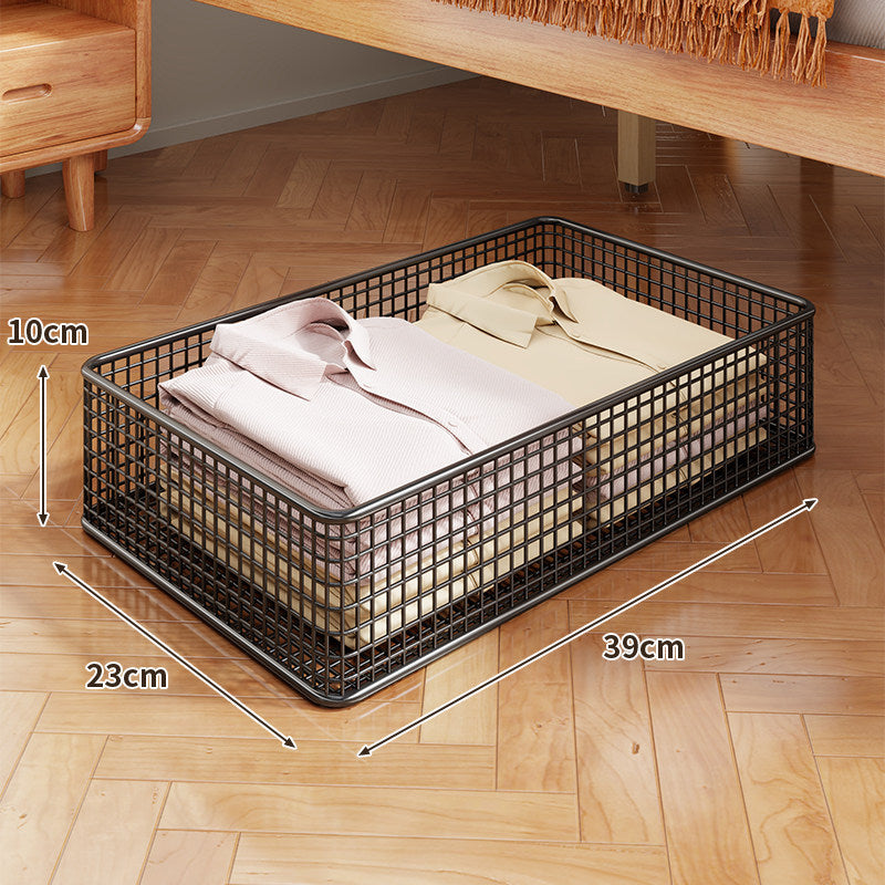Underbed Low-Profile Metal Mesh Storage Drawer on Casters