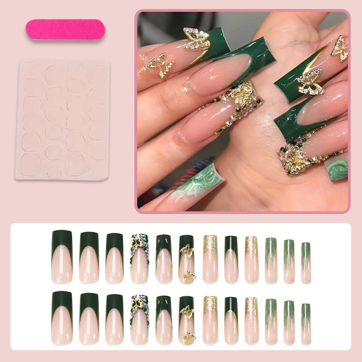 Art nail set with glittering accents and floral design Stornfield