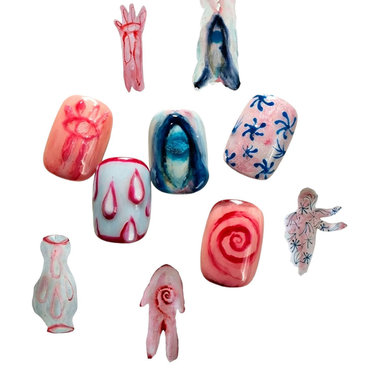 Artistic Press-On Nail Set with Inspirational Designs Stornfield