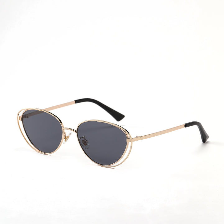 Ladies geometric sunglasses with red lenses and elegant metal frame Stornfield