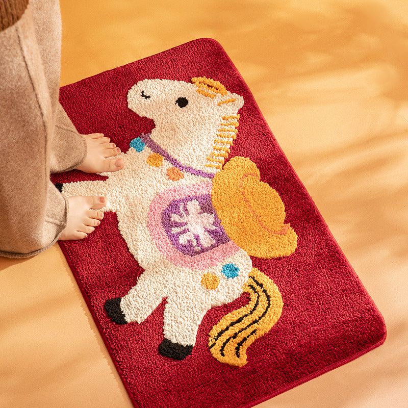 Kids bath mat with quilted pony applique and non-slip underside Stornfield