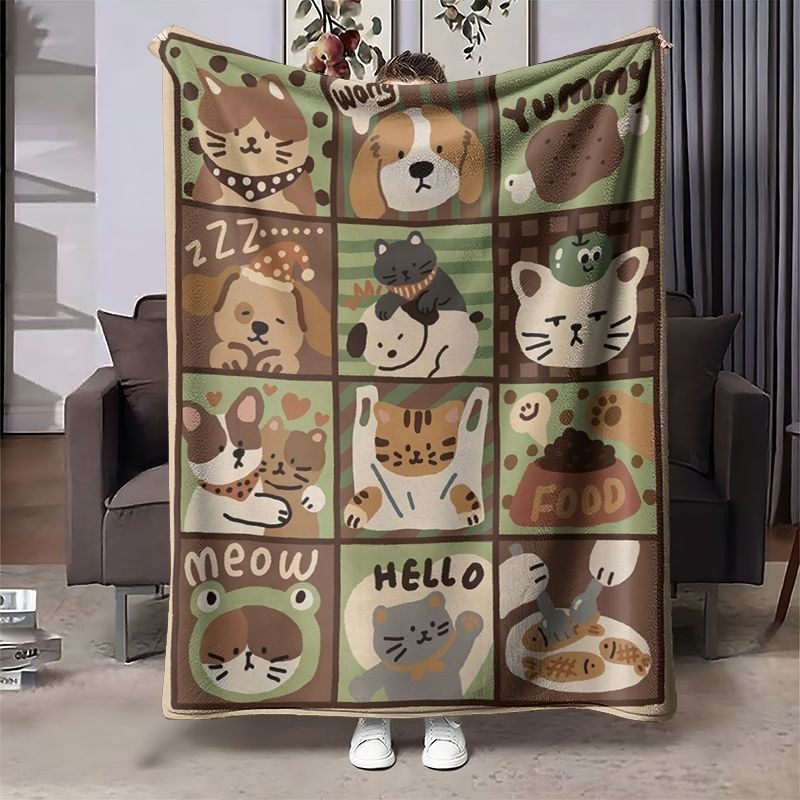 Cozy Cartoon-Themed Fleece Blanket