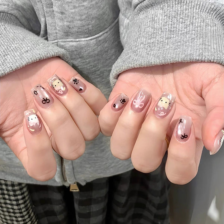 Cute Bunny-Themed Press-On Nail Art Set Stornfield