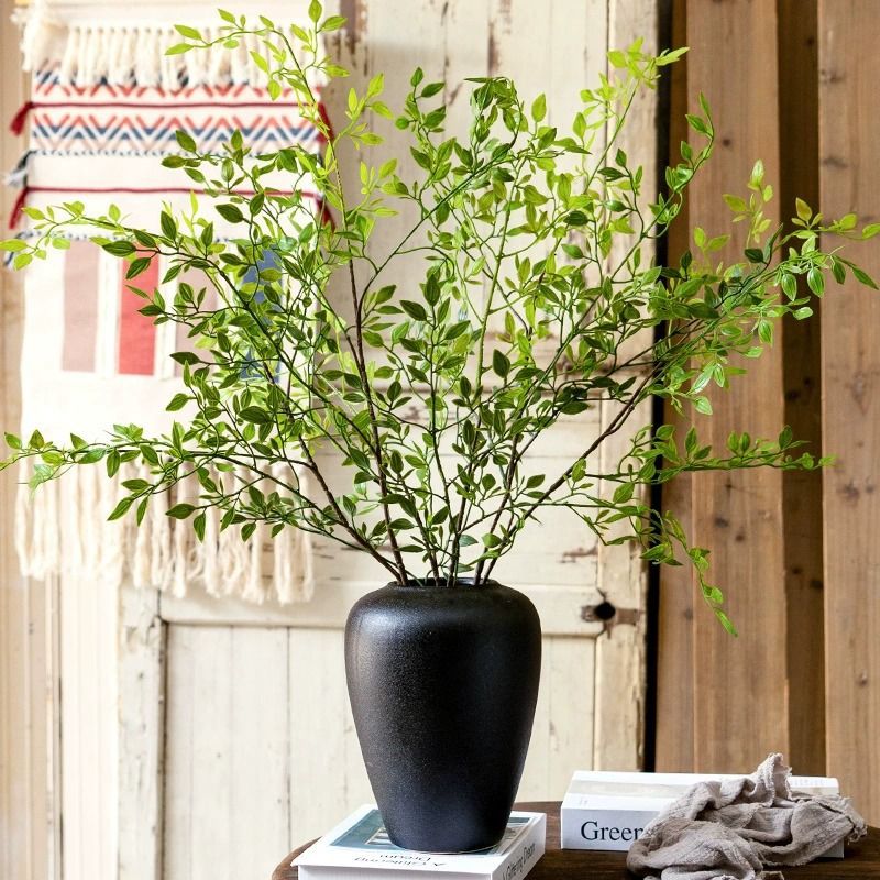 Elegant Glass Vase with Lifelike Greenery Arrangement